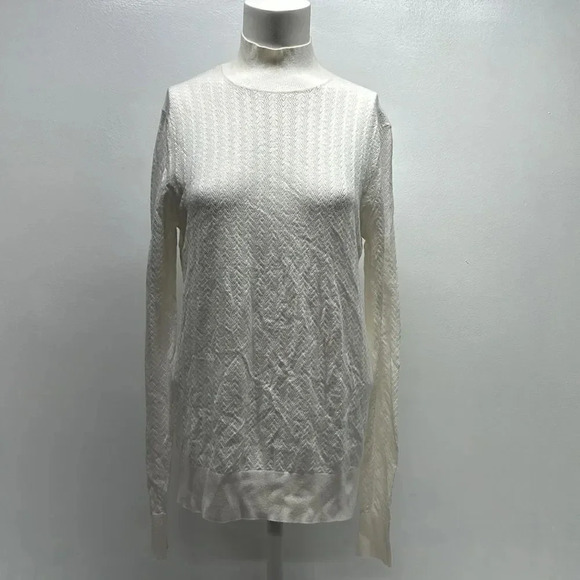 Theory Koris Knit Long Sleeve Sweater Top Blouse Shirt New White Size Medium - Picture 1 of 11